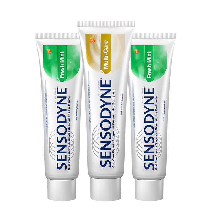 舒适达(Sensodyne)牙膏组合套装(多效护理180g*1+清新薄荷120g*2)