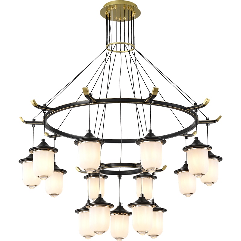 新中式吊灯轻奢客厅吊灯现代简约餐厅灯个性创意卧室别墅楼梯灯具