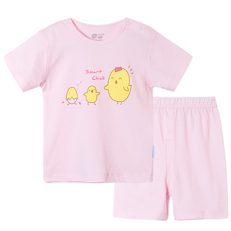 贝贝怡夏装透气肩开扣短袖套装BB8110