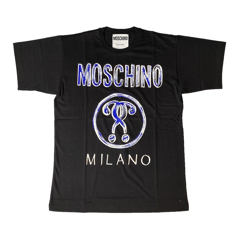 香港直邮 Moschino莫斯奇诺 双问号棉质黑色T恤女士