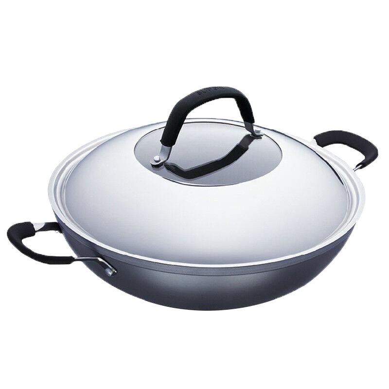 苏泊尔(SUPOR)大炒锅36cm不粘锅PC36M1火红点无油烟双耳炒菜锅具大勺平底炒锅中式燃气灶明火专用