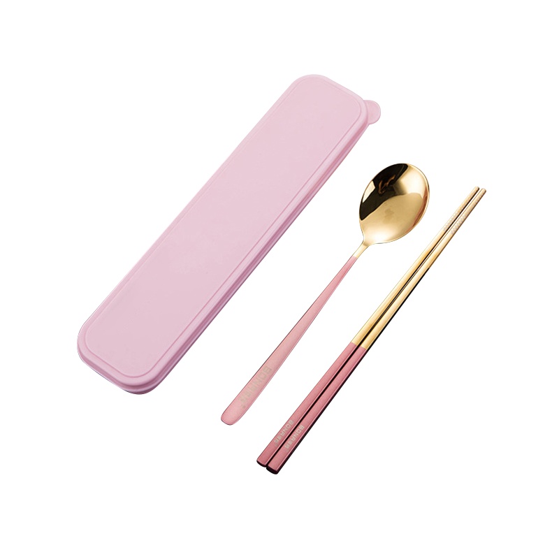 是尚 筷子勺子套装 10套装 PP-BX-08 旅行套装PP盒二件套(粉色)