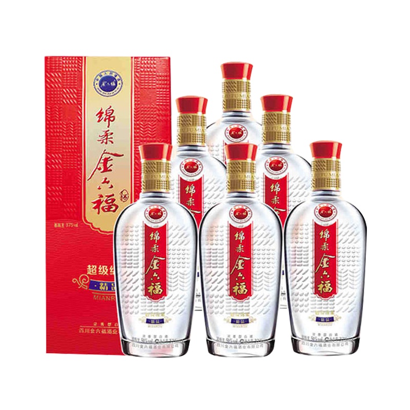金六福 超级绵柔 50度 375ml*6 箱装 浓香型白酒 高度白酒