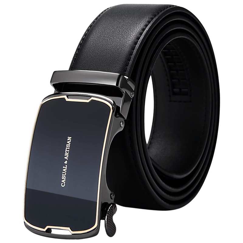 第九城（V.NINE） 男士皮带自动扣商务简约牛皮腰带青年休闲裤带