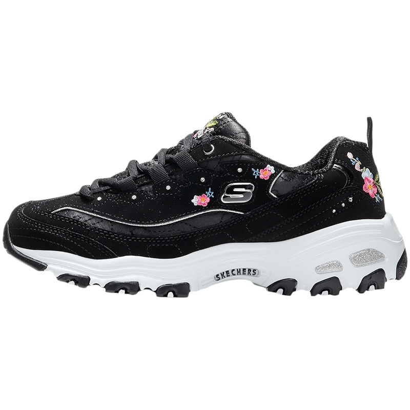 【自营】Skechers斯凯奇女鞋熊猫鞋花朵刺绣复古松糕鞋老爹鞋11977