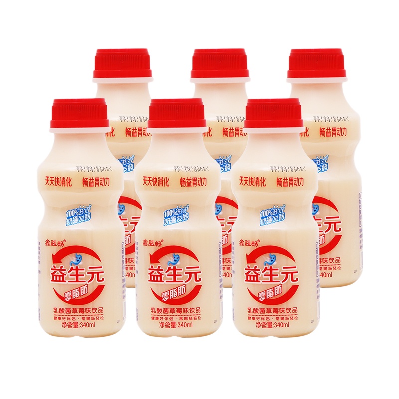 10月鑫益畅益生元饮料乳酸菌益生菌草莓味饮品340ML*12瓶牛奶整箱