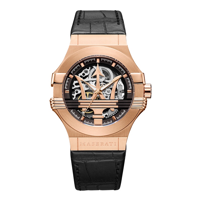 玛莎拉蒂（MASERATI）男士休闲手表腕表防水镂空机械表全自动皮带 R8821108002