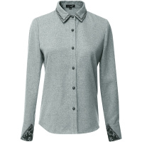 OUNIXUE欧昵雪 | 秋冬气质绣花翻领衬衣时尚百搭纽扣休闲加厚显瘦长袖女式衬衫