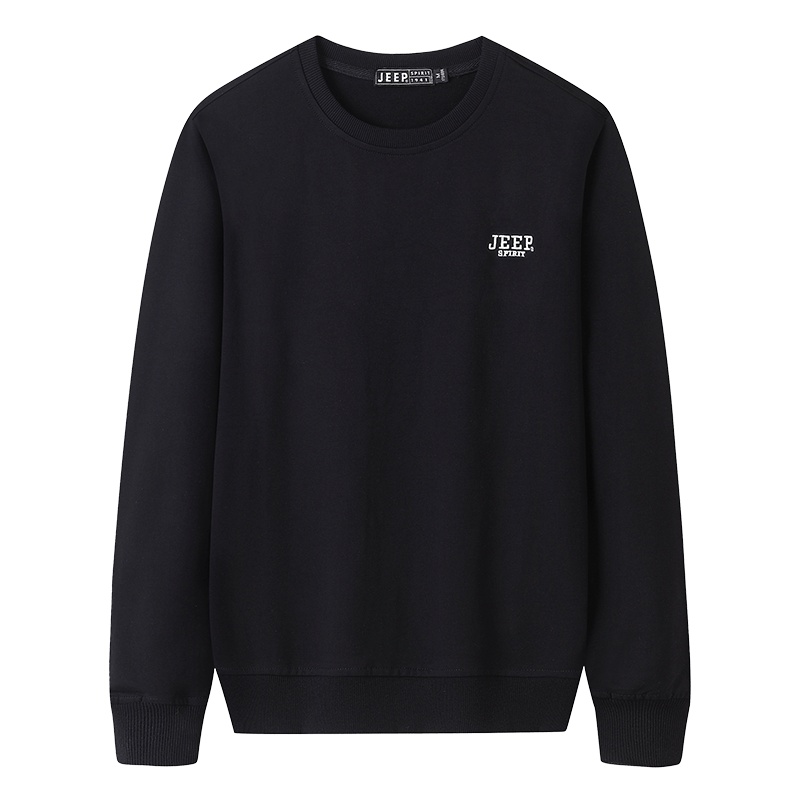 JEEP吉普卫衣男2021春秋新款男士宽松大码纯色套头长袖圆领T恤户外运动休闲时尚男棉质上衣打底衫男