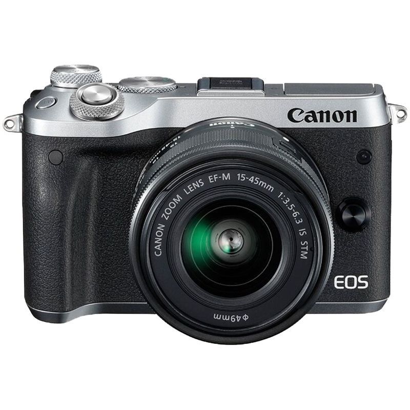 佳能(Canon) EOS M6银 (15-45mm) 数码微单相机 单镜头套装 约2420万像素