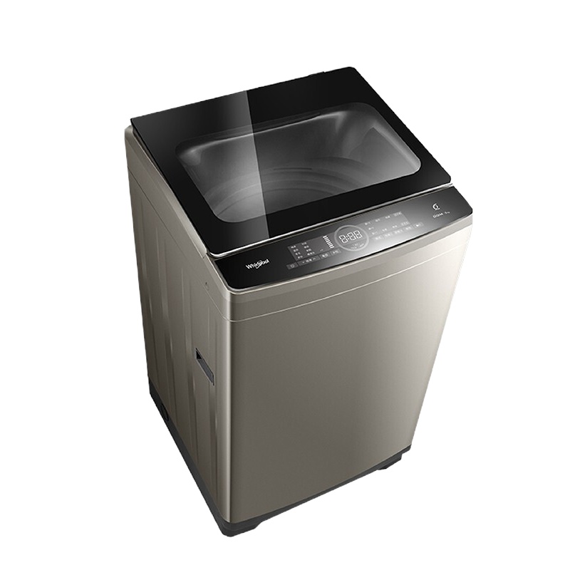 惠而浦(Whirlpool)朗净系列 9公斤大容量 直驱变频 仿手洗 波轮洗衣机全自动 WVD901521G流沙金