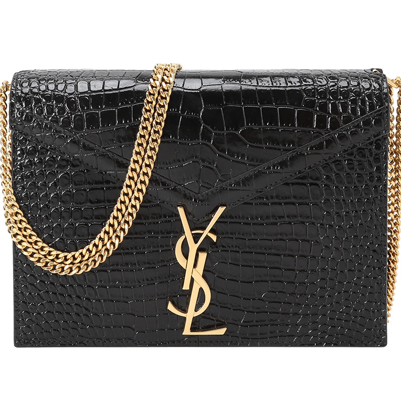 预售 圣罗兰 YSL CASSANDRA 信封包迷你 字母LOGO鳄鱼压纹 女士单肩包 532750金链