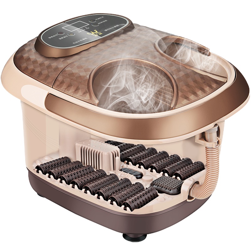 皇威H-6066智能款 褐色足浴盆泡脚盆加热家用小型恒温电热养生泡脚桶足疗神器按摩器材洗脚盆