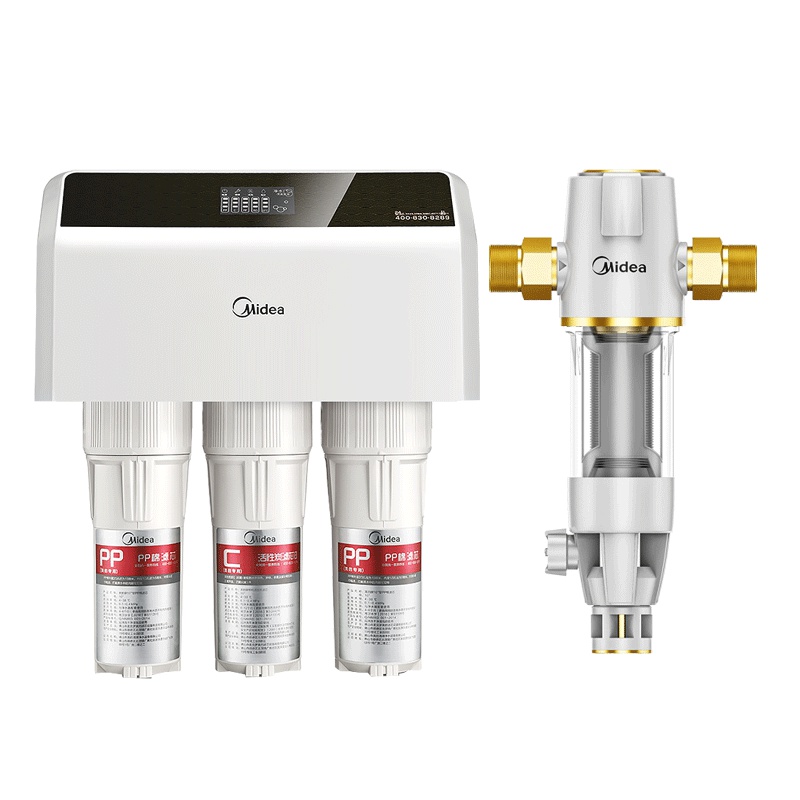 美的(Midea)净水套餐家用厨下式净水器MRO1583C-400G+前置过滤器全屋自来水过滤机QZBW20S-13