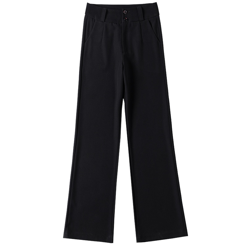 蓝旗 春季新款女士休闲裤高腰垂感拖地阔腿长裤