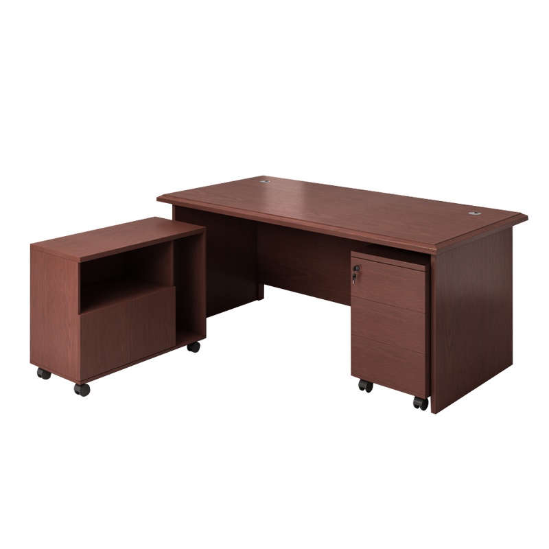 盛世之家 现代中式油漆办公桌职员桌 油漆办公台油漆班台中式油漆办公台老板桌经理桌总裁办公桌班台带侧柜 P-NWB161