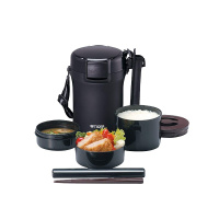 虎牌TIGER 时尚轻巧不锈钢保温饭盒 真空便携 长效保温三层大容量 LWU-A172KM 黑色