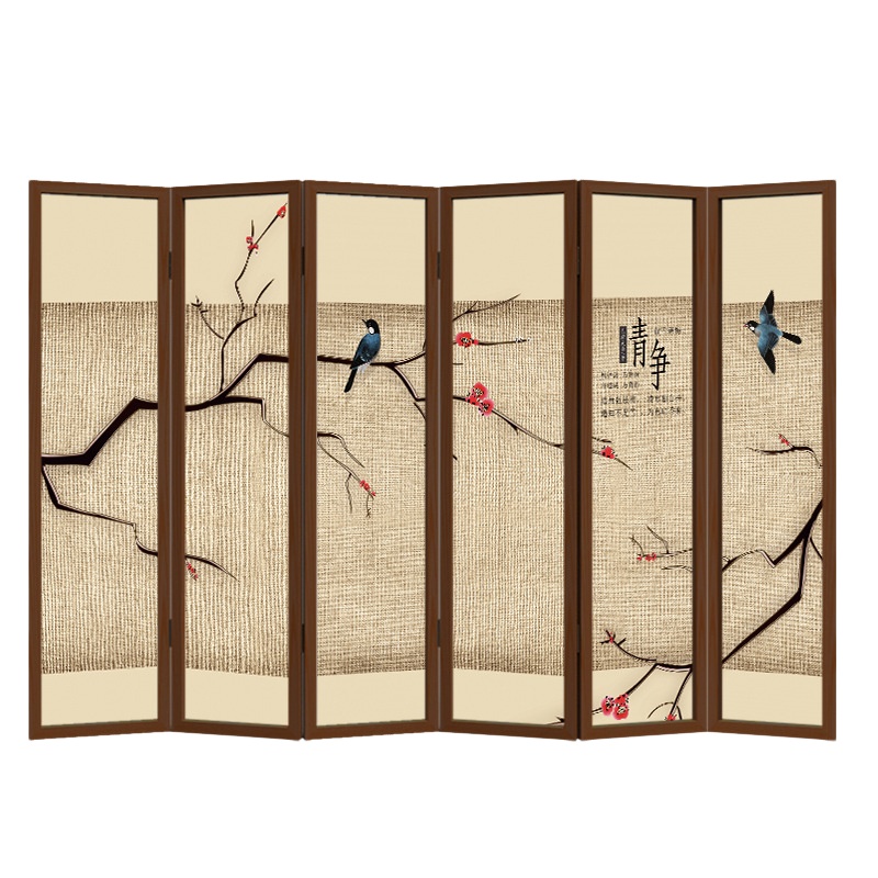 规格【俄罗斯樟子松45*180cm单小片 六片装 屏风都是定制款除质量问题概不退换】新中式实木遮挡活动移动折叠屏风