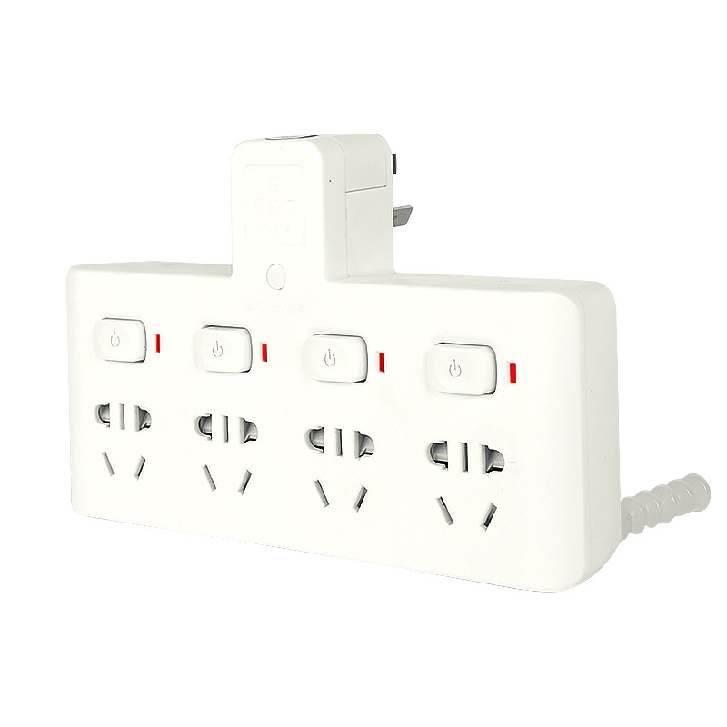 海锚新国标转接头多功能插座转换器无线插板不带线家用智能插排插座面板多孔四位万能插头2500WH234