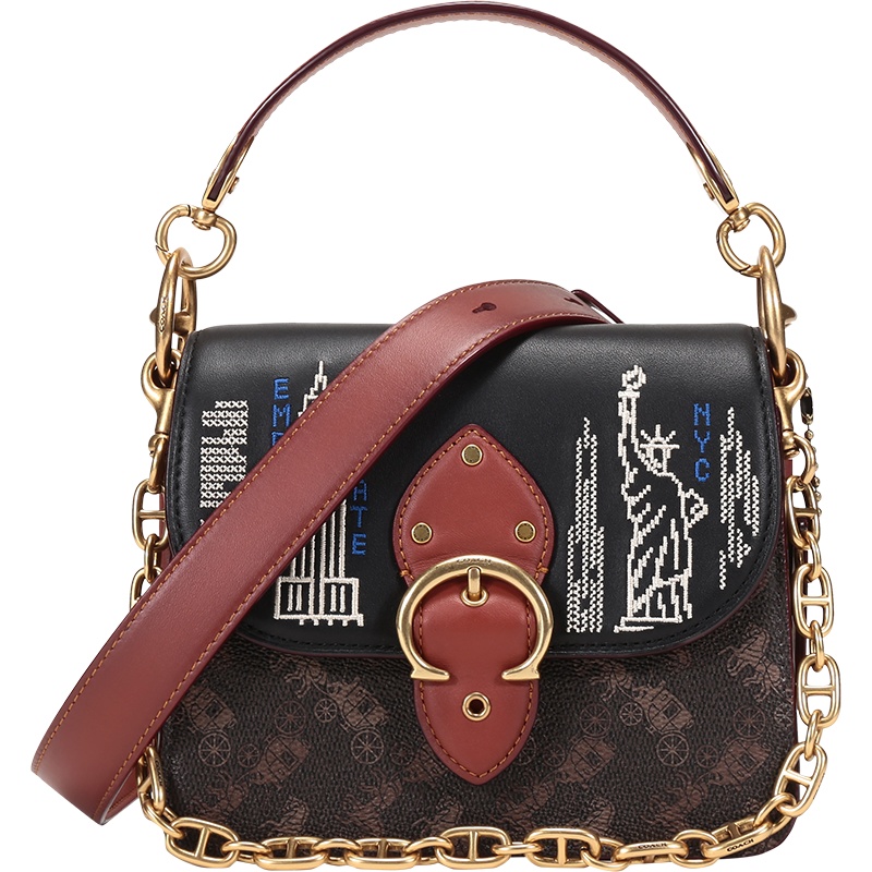 COACH 蔻驰 女士 专柜款BEAT系列涂层帆布配皮手提单肩斜挎包 C0770