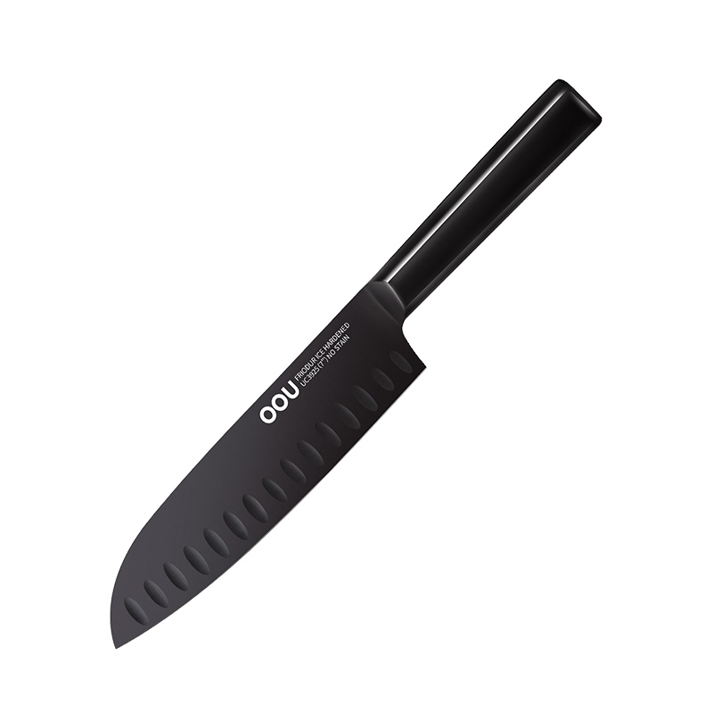 OOU!不锈钢黑刃厨师刀切菜刀家用片肉刀厨房刀具切片刀水果刀