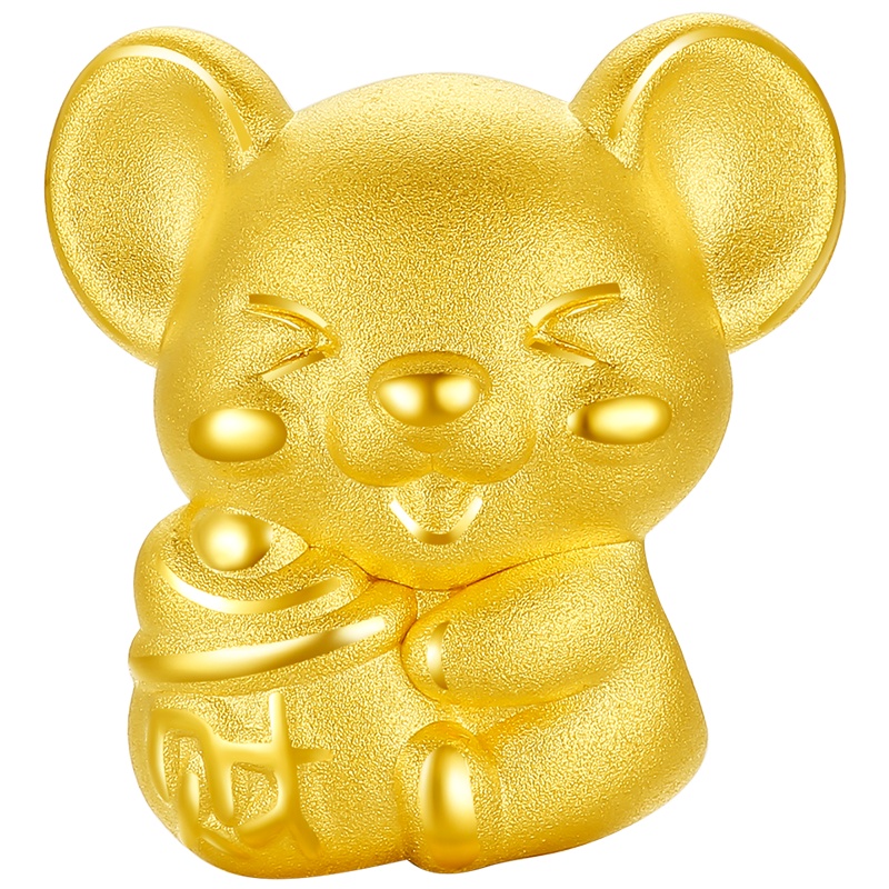 周六福(ZHOULIUFU)黄金手绳3D硬金手链足金生肖鼠手绳定价本命年串珠正品AD164823