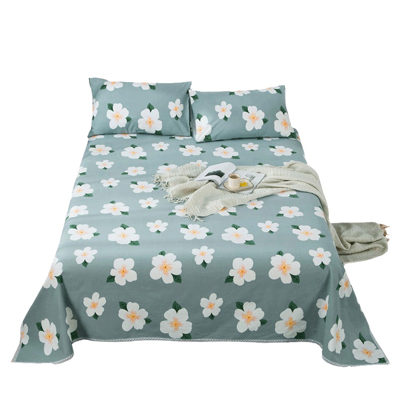 北极绒(Bejirog)家纺 纯棉老粗布床单单件双人1.2/1.5/1.8m床品全棉单人加厚被单学生花朵/草/叶子图案