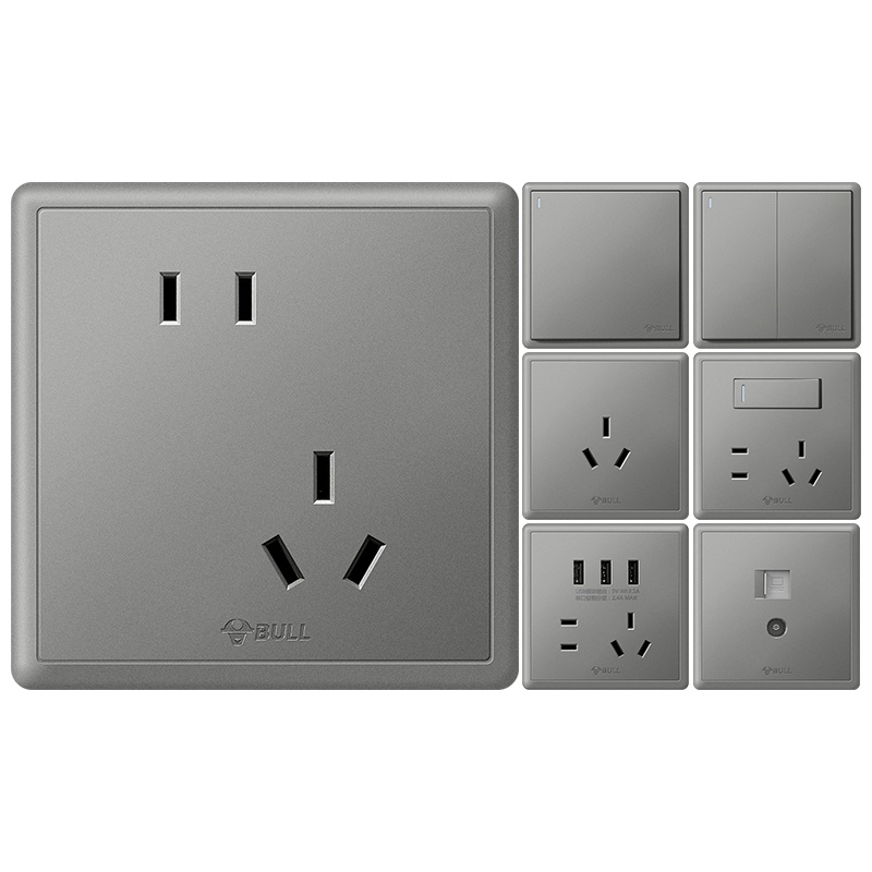 公牛电源插座旗舰墙壁开关空调10A16A插座五孔电源面板家用暗装G36灰