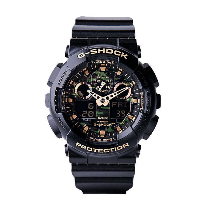 卡西欧手表 G-SHOCK 迷彩户外运动防水石英男表GA-100CF-1A9