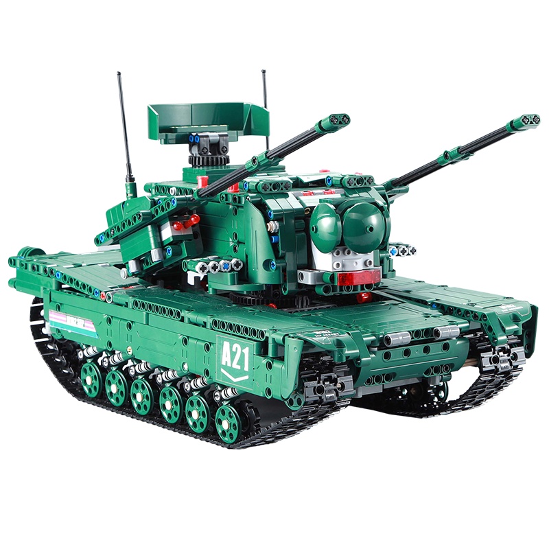 双鹰咔搭 大型拼装积木遥控坦克车 可旋转炮塔发射导弹儿童益智玩具 C61001
