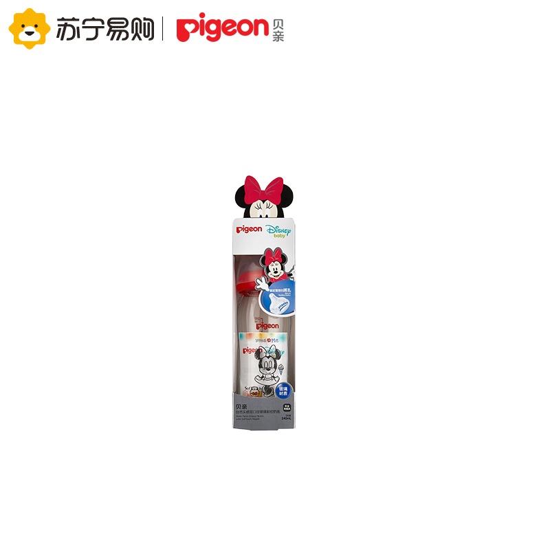 贝亲Disney宽口径玻璃奶瓶240ml配L奶嘴(米妮-时尚)AA154