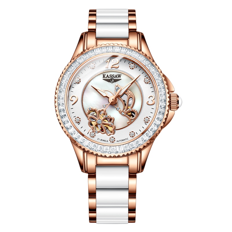 卡梭(KASSAW)手表女新款商务潮流陶瓷自动机械表女表防水时尚款K880LK882L