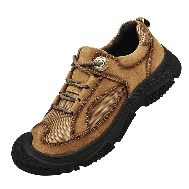 YIBULUOTUO男鞋户外休闲皮鞋男士真皮软底徒步鞋防水耐磨登山鞋男