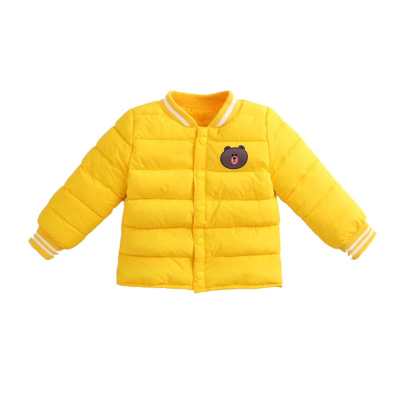 2019胖胖象男女中小童装BY23加厚保暖小熊头印花棉内胆外套棉衣