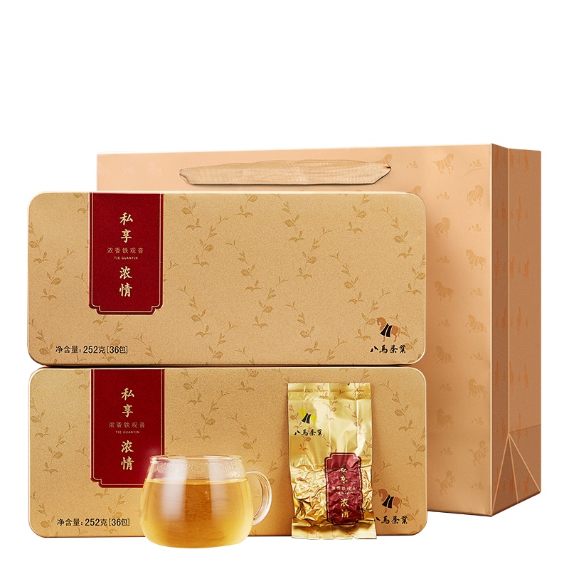 八马茶叶 私享浓情 安溪铁观音 浓香型乌龙茶 礼盒装252g*2盒