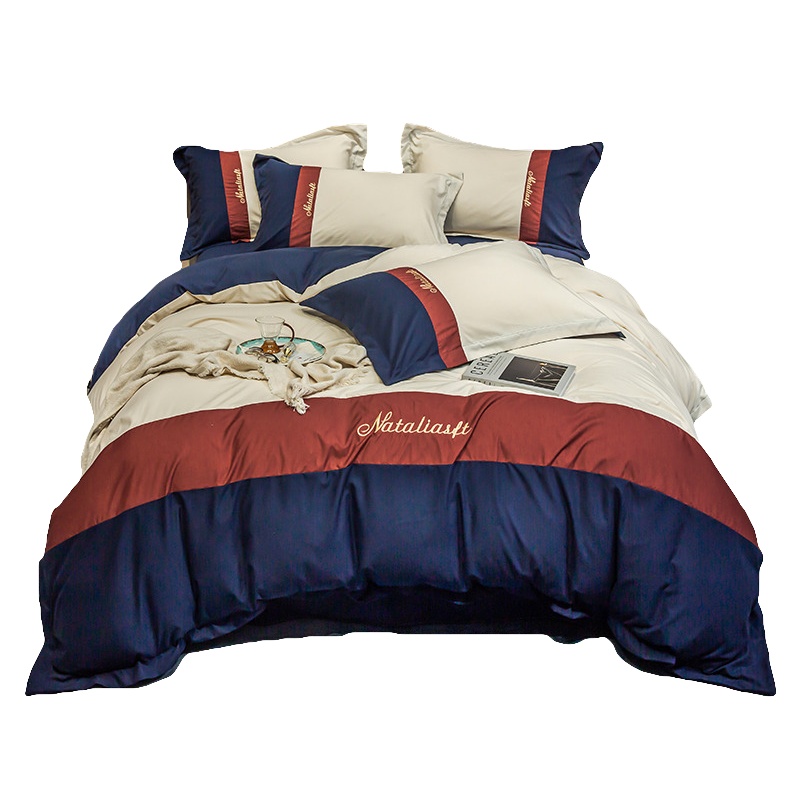 南极人(NanJiren)家纺 60S长绒棉婚庆四件套大红色全棉刺绣结婚床上用品新婚喜被套件纯棉绣花床品