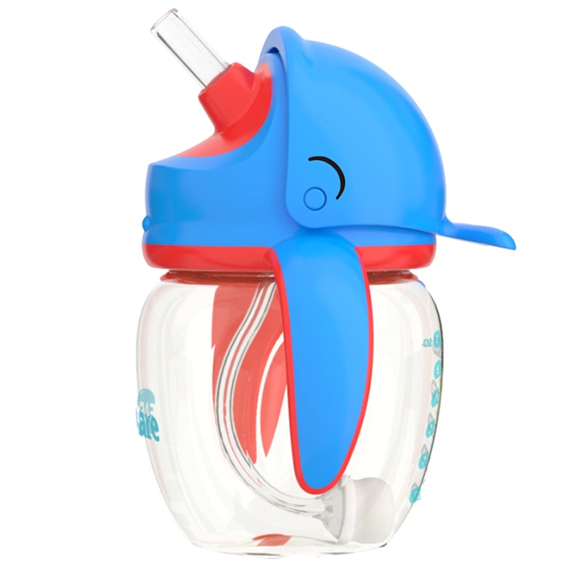 伊斯卡尔(Easy Care)160ml鲸鱼PPSU婴儿学饮杯幼儿园宝宝吸管杯防漏防喷水重力球吸管水杯蓝色