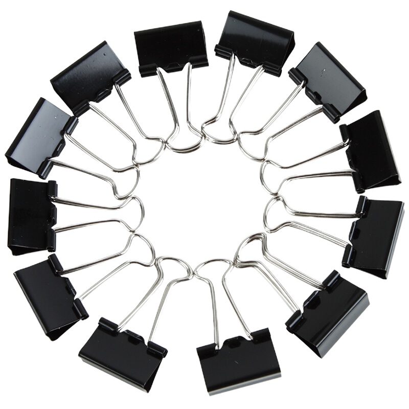 齐心(COMIX)12只装50mm黑色长尾夹票据夹燕尾夹铁夹子办公文具B3605 盒装