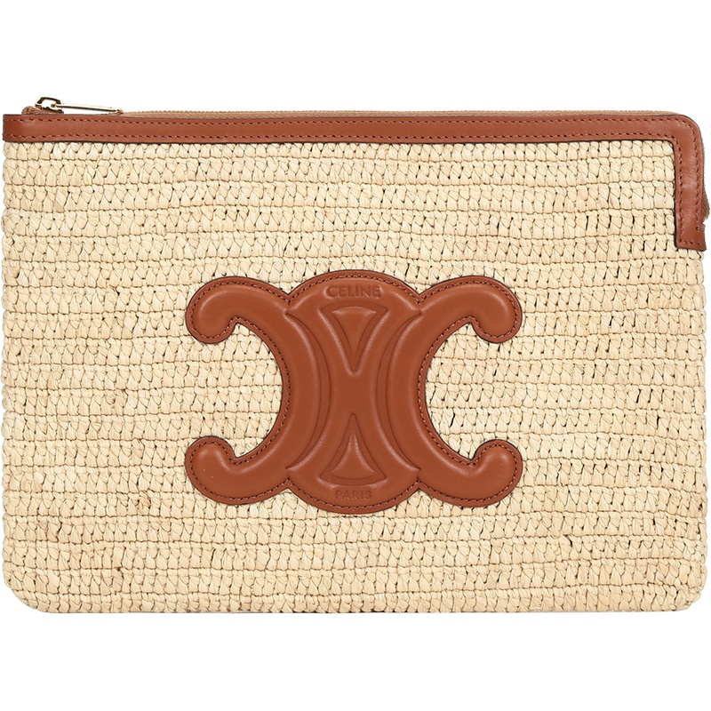 CELINE 赛琳 女士草编编织配皮手拿包钱包小号 10D672CEW