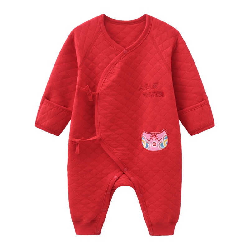 班杰威尔新生婴儿冬装宝宝连体衣服保暖夹棉爬服男0岁1女春秋冬季纯棉潮哈衣