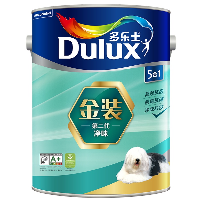 多乐士(Dulux)金装第二代五合一净味内墙乳胶漆 油漆涂料 墙面漆A8151 5L