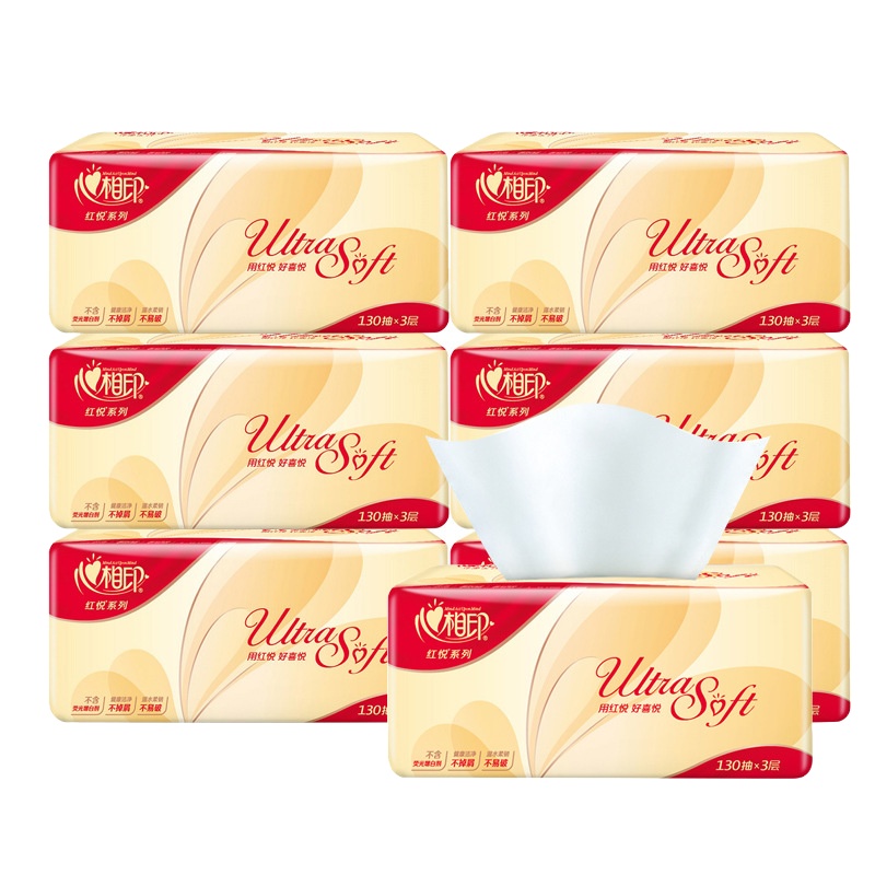 心相印抽纸红悦纸巾实惠装家用餐巾纸心相印面巾纸婴儿抽纸18包