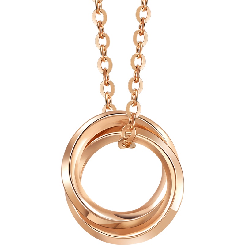 周生生(CHOWSANGSANG) 18K红色黄金薄荷系列双圆环项链91873N 定价