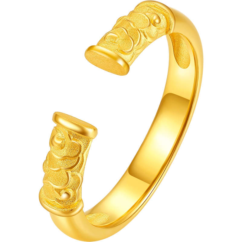 周大生黄金饰品黄金戒指女新款足金999如意金箍棒开口戒指正品潮流指环