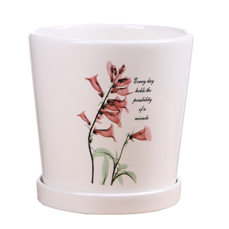 裕轩堂 花盆容器陶瓷特价清仓大号特大号带托盘创意白色绿萝北欧简约风格