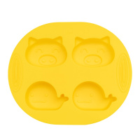 百乐思蛋糕模具家用蒸米糕发糕模具烘焙工具卡通硅胶宝宝辅食模具四联猪鲸蛋糕模具