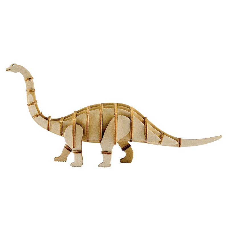 WUDE 梁龙恐龙系列立体3d拼图木质diy积木玩具儿童手工拼装模型组装插片