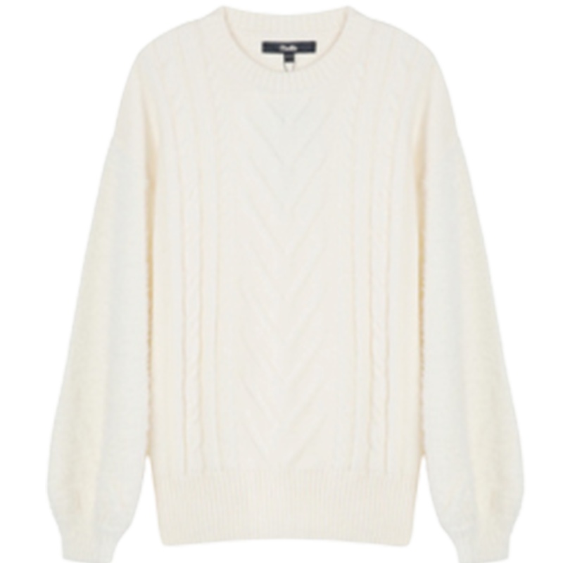 【专柜同款】加厚毛针织衫白色百搭2019女装秋冬流行时尚宽松长袖打底加绒毛衣20015657