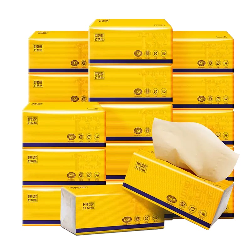 鸥露 竹浆本色抽纸三层100抽*16包便携式纸巾 小规格整箱销售