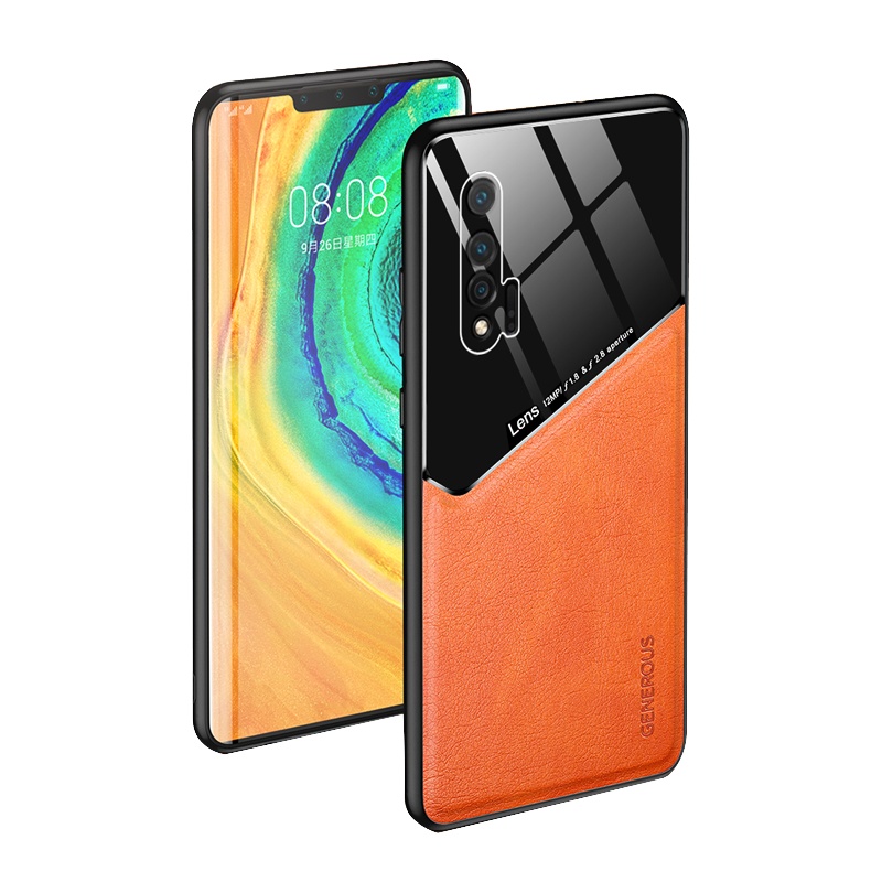 安美宝 华为nova6手机壳se男女款-al10防摔汗滑4G真素皮纹nova7i隐形磁吸5G版全包软镜头保护套车载外壳